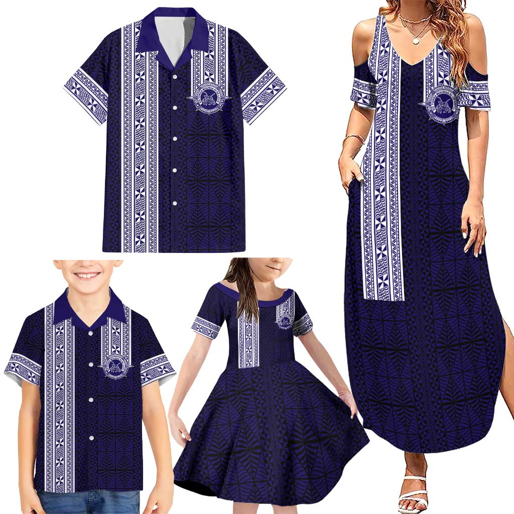 Tonga Queen Salote College 100 years Family Matching Summer Maxi Dress and Hawaiian Shirt QSC 1926-2026 Tongan Pattern LT9 - Polynesian Pride
