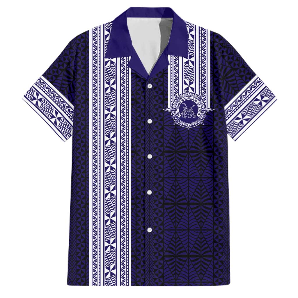 Tonga Queen Salote College 100 years Family Matching Summer Maxi Dress and Hawaiian Shirt QSC 1926-2026 Tongan Pattern LT9 Dad's Shirt - Short Sleeve Blue - Polynesian Pride