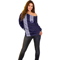 Tonga Queen Salote College 100 years Off Shoulder Sweater QSC 1926-2026 Tongan Pattern