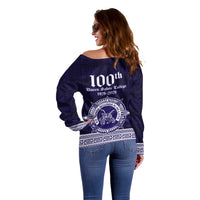 Tonga Queen Salote College 100 years Off Shoulder Sweater QSC 1926-2026 Tongan Pattern