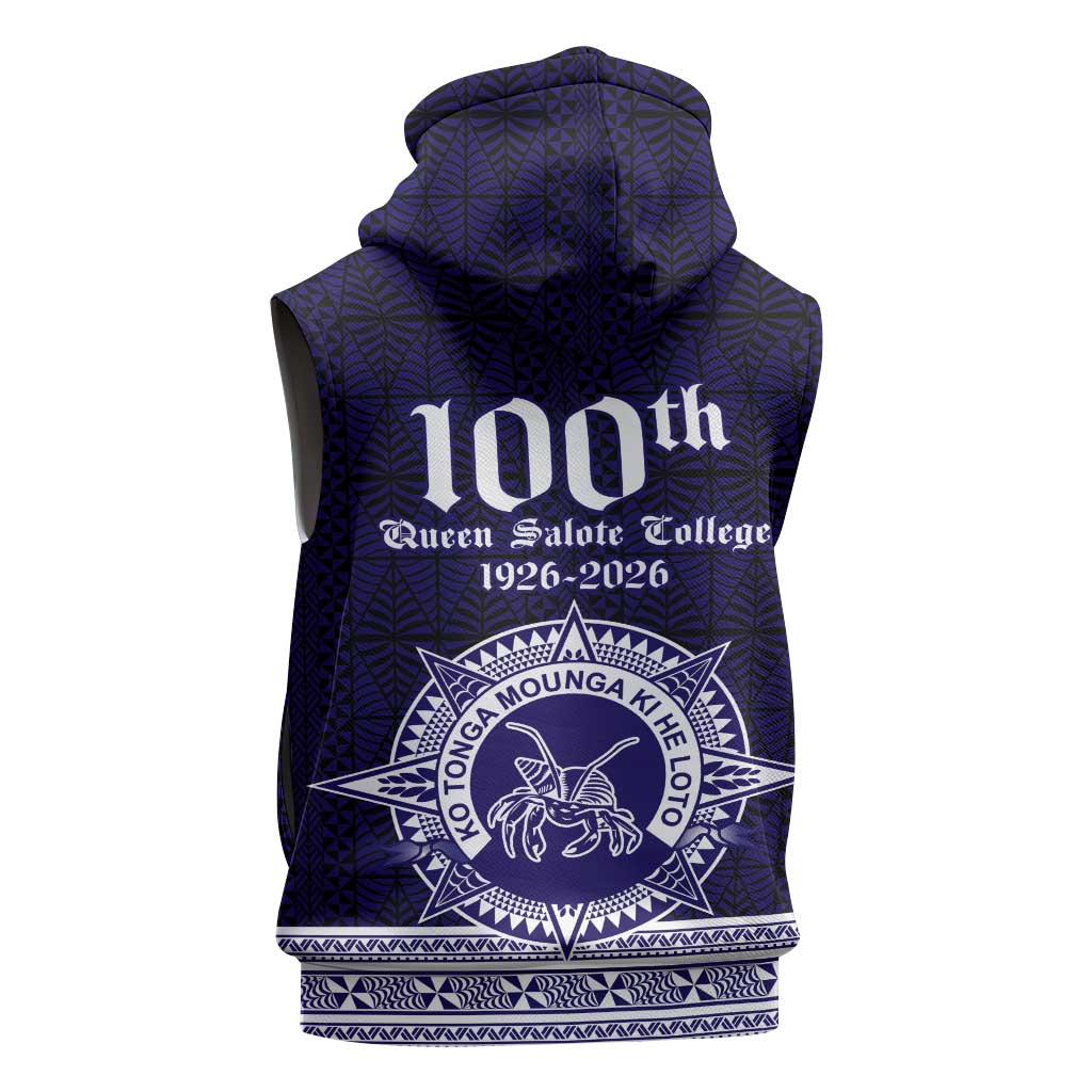 Tonga Queen Salote College 100 years Sleeveless Hoodie QSC 1926-2026 Tongan Pattern LT9 - Polynesian Pride