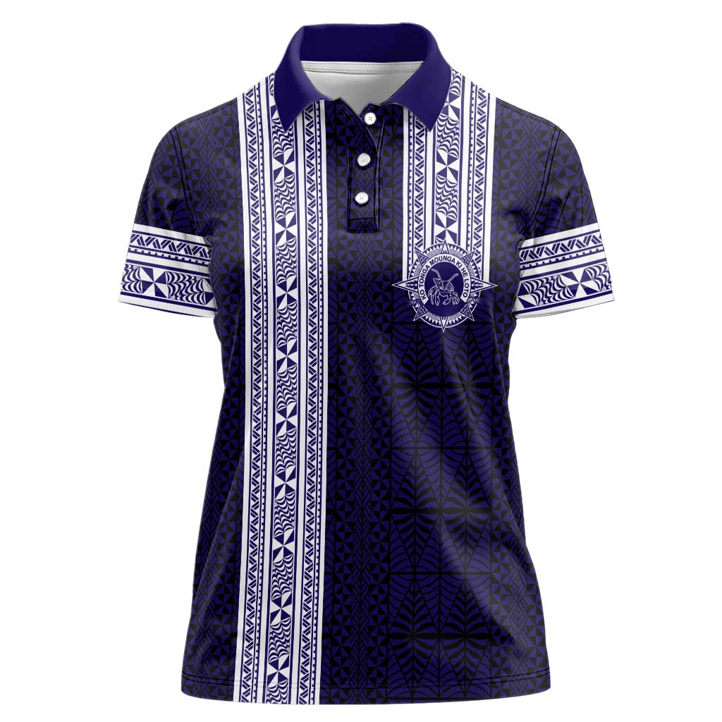 Tonga Queen Salote College 100 years Women Polo Shirt QSC 1926-2026 Tongan Pattern LT9 Female Blue - Polynesian Pride