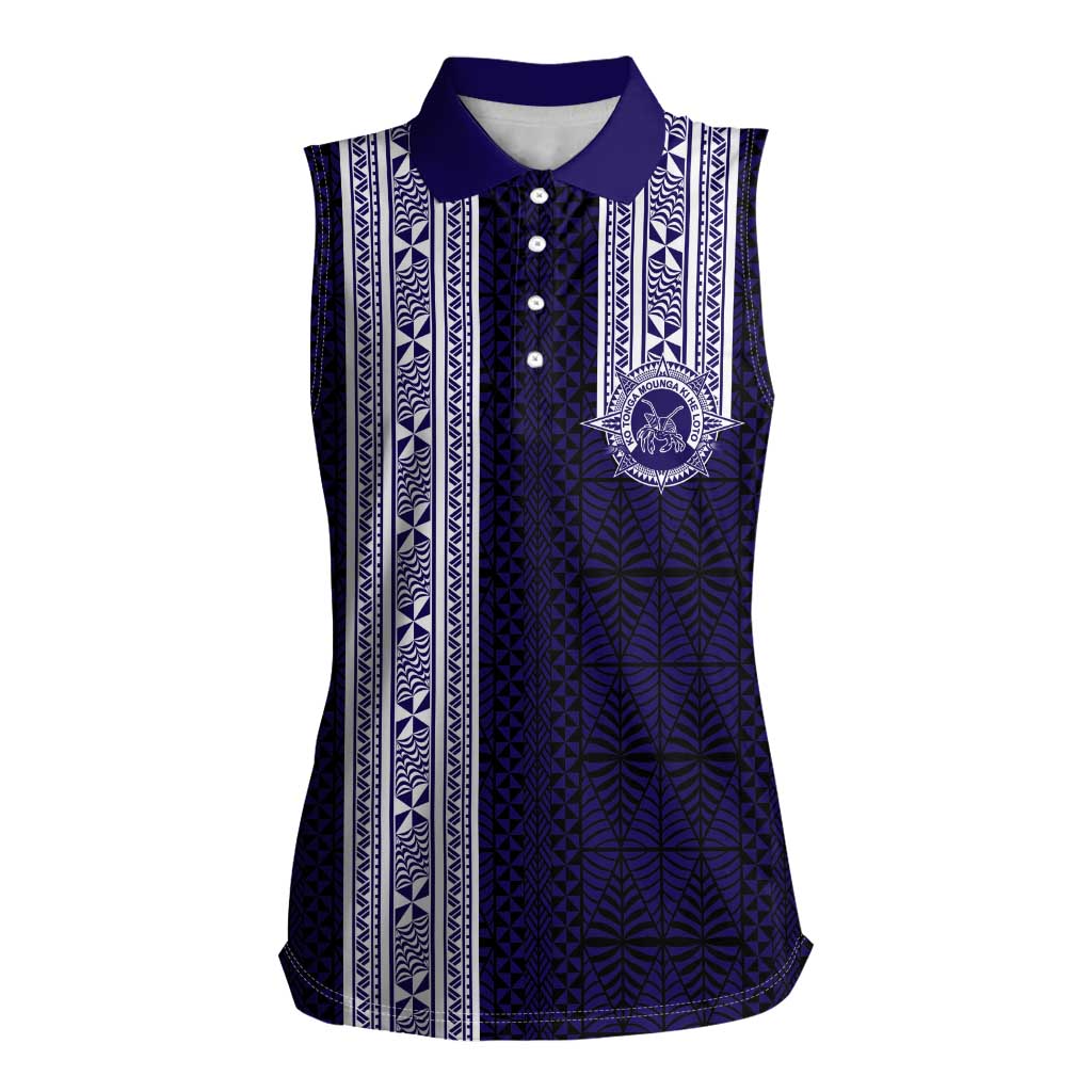 Tonga Queen Salote College 100 years Women Sleeveless Polo Shirt QSC 1926-2026 Tongan Pattern LT9 Female Blue - Polynesian Pride