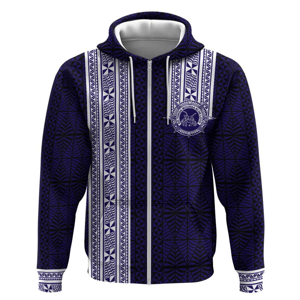 Tonga Queen Salote College 100 years Zip Hoodie QSC 1926-2026 Tongan Pattern LT9 Zip Hoodie Blue - Polynesian Pride