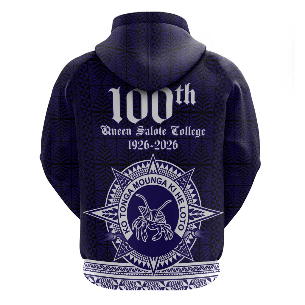 Tonga Queen Salote College 100 years Zip Hoodie QSC 1926-2026 Tongan Pattern LT9 - Polynesian Pride