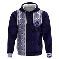 Tonga Queen Salote College 100 years Zip Hoodie QSC 1926-2026 Tongan Pattern LT9 Pullover Hoodie Blue - Polynesian Pride