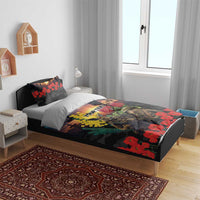 Kangaroo-Kiwi Soldier ANZAC Personalised Bedding Set Golden Wattle and Pohutukawa Flowers