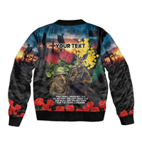 Kangaroo-Kiwi Soldier ANZAC Personalised Bomber Jacket Golden Wattle and Pohutukawa Flowers LT9 - Polynesian Pride