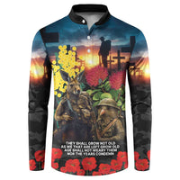 Kangaroo-Kiwi Soldier ANZAC Personalised Button Sweatshirt Golden Wattle and Pohutukawa Flowers