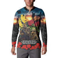 Kangaroo-Kiwi Soldier ANZAC Personalised Button Sweatshirt Golden Wattle and Pohutukawa Flowers