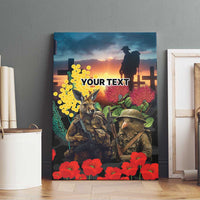 Kangaroo-Kiwi Soldier ANZAC Personalised Canvas Wall Art Golden Wattle and Pohutukawa Flowers