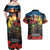 Kangaroo-Kiwi Soldier ANZAC Personalised Couples Matching Off Shoulder Maxi Dress and Hawaiian Shirt Golden Wattle and Pohutukawa Flowers