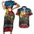 Kangaroo-Kiwi Soldier ANZAC Personalised Couples Matching Short Sleeve Bodycon Dress and Hawaiian Shirt Golden Wattle and Pohutukawa Flowers