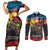 Kangaroo-Kiwi Soldier ANZAC Personalised Couples Matching Short Sleeve Bodycon Dress and Long Sleeve Button Shirt Golden Wattle and Pohutukawa Flowers