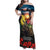 Kangaroo-Kiwi Soldier ANZAC Personalised Family Matching Off Shoulder Maxi Dress and Hawaiian Shirt Golden Wattle and Pohutukawa Flowers