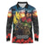 Kangaroo-Kiwi Soldier ANZAC Personalised Long Sleeve Polo Shirt Golden Wattle and Pohutukawa Flowers