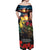 Kangaroo-Kiwi Soldier ANZAC Personalised Off Shoulder Maxi Dress Golden Wattle and Pohutukawa Flowers