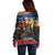 Kangaroo-Kiwi Soldier ANZAC Personalised Off Shoulder Sweater Golden Wattle and Pohutukawa Flowers