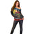 Kangaroo-Kiwi Soldier ANZAC Personalised Off Shoulder Sweater Golden Wattle and Pohutukawa Flowers