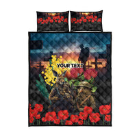 Kangaroo-Kiwi Soldier ANZAC Personalised Quilt Bed Set Golden Wattle and Pohutukawa Flowers