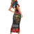 Kangaroo-Kiwi Soldier ANZAC Personalised Short Sleeve Bodycon Dress Golden Wattle and Pohutukawa Flowers