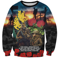 Kangaroo-Kiwi Soldier ANZAC Personalised Sweatshirt Golden Wattle and Pohutukawa Flowers