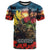 Kangaroo-Kiwi Soldier ANZAC Personalised T Shirt Golden Wattle and Pohutukawa Flowers