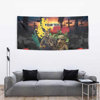 Kangaroo-Kiwi Soldier ANZAC Personalised Tapestry Golden Wattle and Pohutukawa Flowers