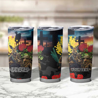 Kangaroo-Kiwi Soldier ANZAC Personalised Tumbler Cup Golden Wattle and Pohutukawa Flowers