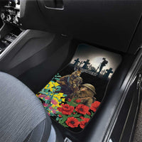 Kangaroo-Kiwi Soldier ANZAC Personalised Car Mats Golden Wattle Poppy Flowers