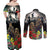 Kangaroo-Kiwi Soldier ANZAC Personalised Couples Matching Off Shoulder Maxi Dress and Long Sleeve Button Shirt Golden Wattle Poppy Flowers