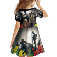 Kangaroo-Kiwi Soldier ANZAC Personalised Family Matching Off Shoulder Short Dress and Hawaiian Shirt Golden Wattle Poppy Flowers LT9 - Polynesian Pride