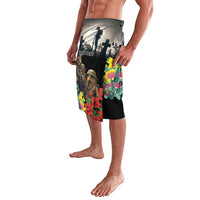 Kangaroo-Kiwi Soldier ANZAC Personalised Lavalava Golden Wattle Poppy Flowers