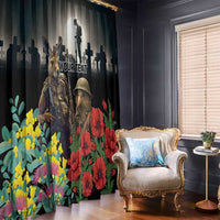 Kangaroo-Kiwi Soldier ANZAC Personalised Window Curtain Golden Wattle Poppy Flowers