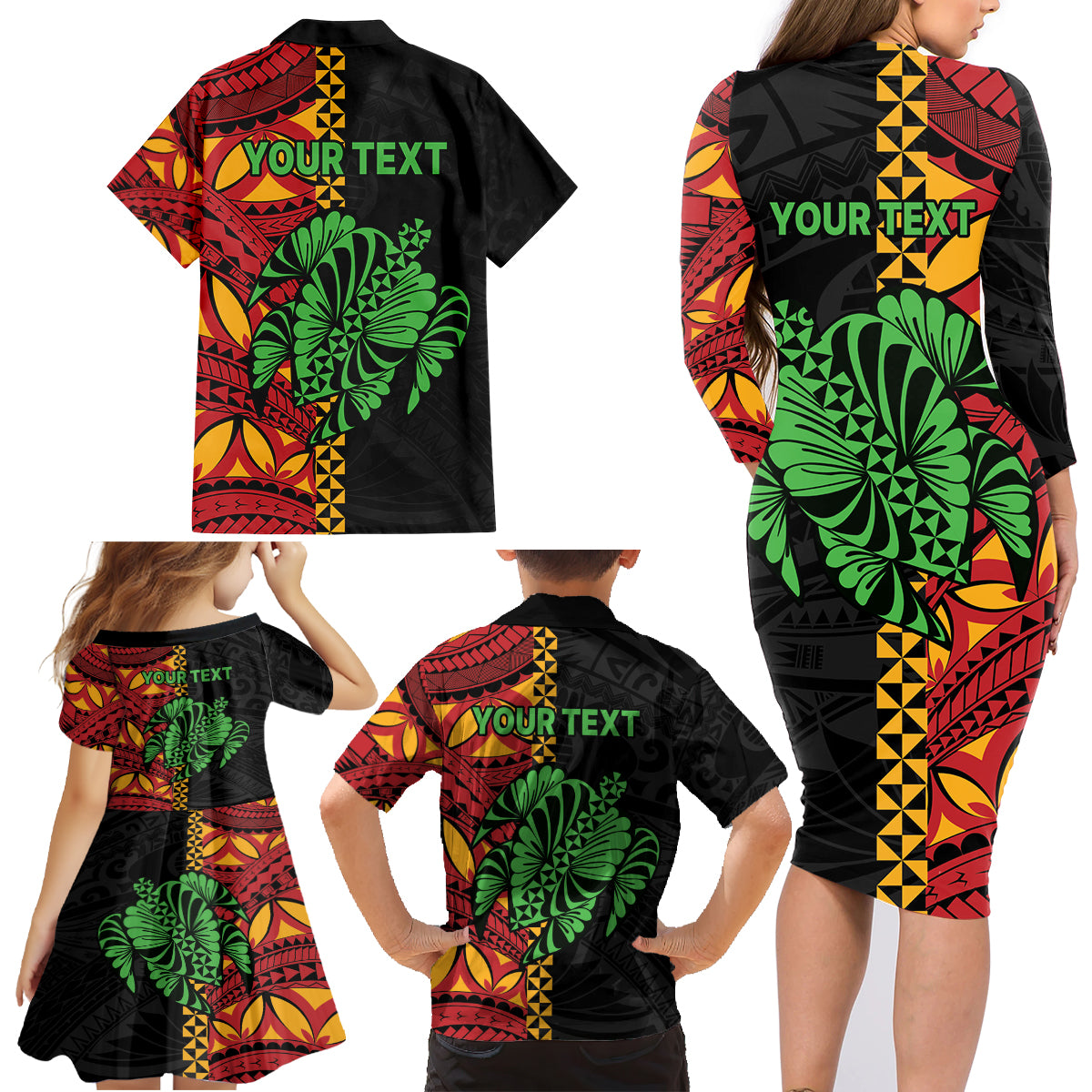 Personalised Tonga Emancipation Day Family Matching Long Sleeve Bodycon Dress and Hawaiian Shirt Puleanga Fakatui O Since 1970