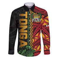 Personalised Tonga Emancipation Day Family Matching Puletasi and Hawaiian Shirt Puleanga Fakatui O Since 1970 LT9 Dad's Shirt - Long Sleeve Red - Polynesian Pride