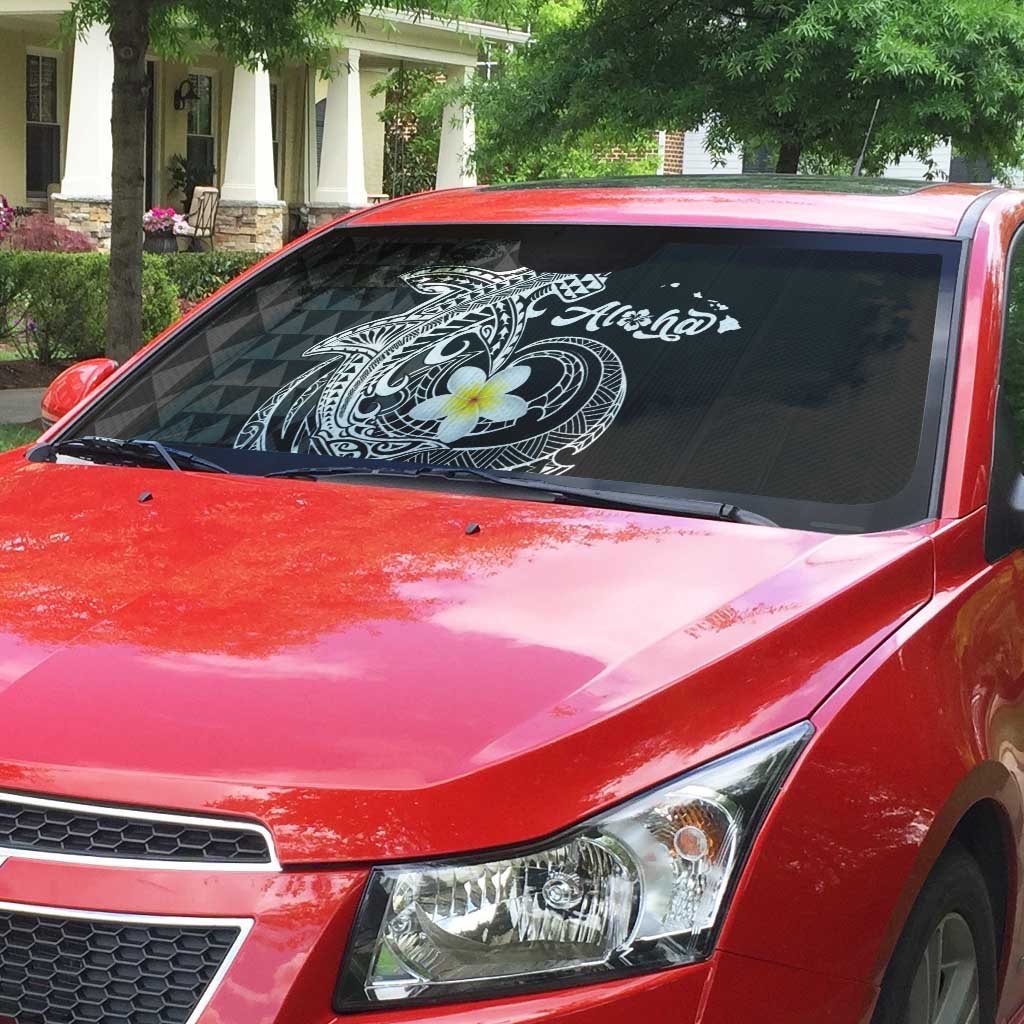 Aloha Hammerhead Shark Auto Sun Shade Black Hawaiian Kakau Tribal Tattoo - Polynesian Pride