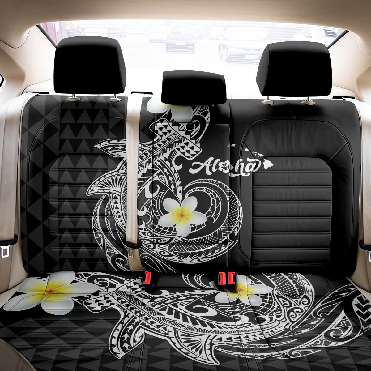 Aloha Hammerhead Shark Back Car Seat Cover Black Hawaiian Kakau Tribal Tattoo LT9 - Polynesian Pride