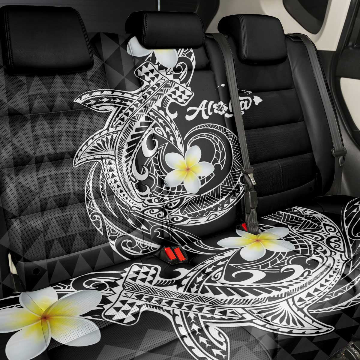 Aloha Hammerhead Shark Back Car Seat Cover Black Hawaiian Kakau Tribal Tattoo LT9 - Polynesian Pride