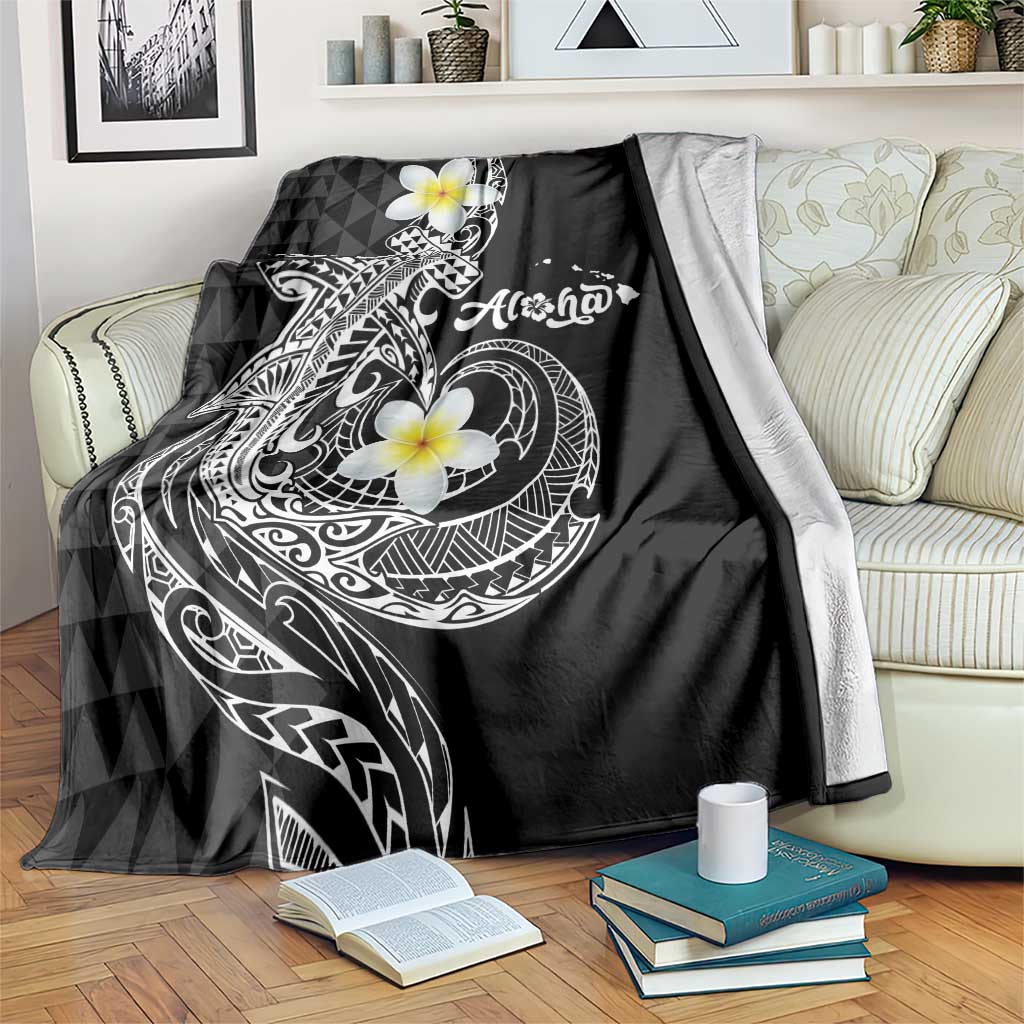 Aloha Hammerhead Shark Blanket Black Hawaiian Kakau Tribal Tattoo LT9 Black - Polynesian Pride