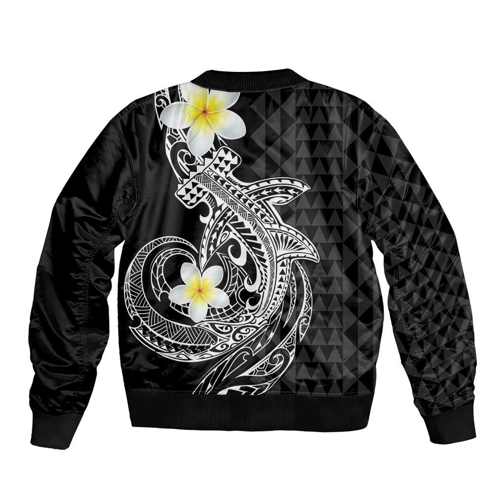 Aloha Hammerhead Shark Bomber Jacket Black Hawaiian Kakau Tribal Tattoo LT9 - Polynesian Pride