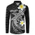 Aloha Hammerhead Shark Button Sweatshirt Black Hawaiian Kakau Tribal Tattoo