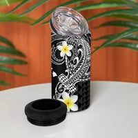 Aloha Hammerhead Shark 4 in 1 Can Cooler Tumbler Black Hawaiian Kakau Tribal Tattoo