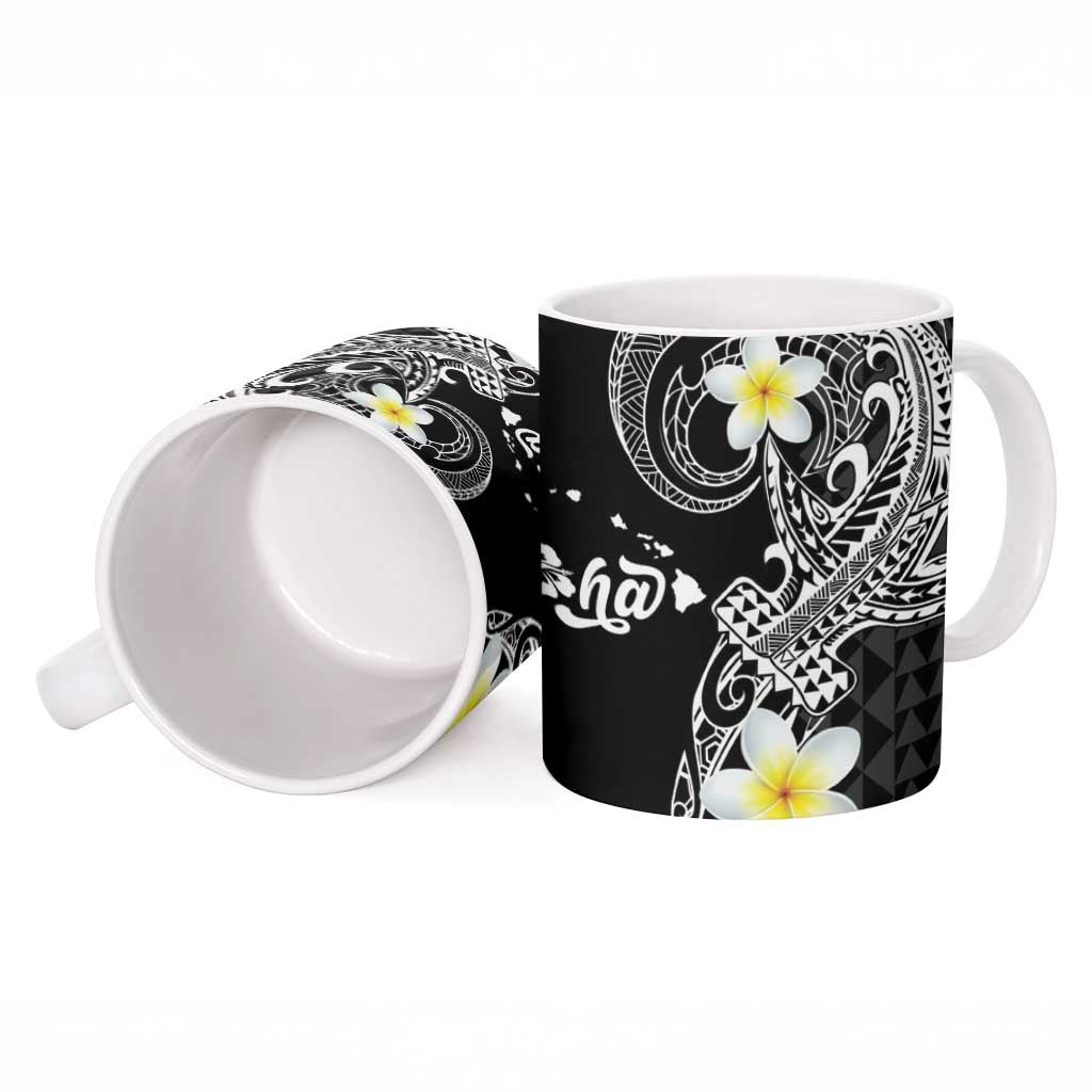 Aloha Hammerhead Shark Ceramic Mug Black Hawaiian Kakau Tribal Tattoo - Polynesian Pride