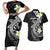 Aloha Hammerhead Shark Couples Matching Short Sleeve Bodycon Dress and Hawaiian Shirt Black Hawaiian Kakau Tribal Tattoo