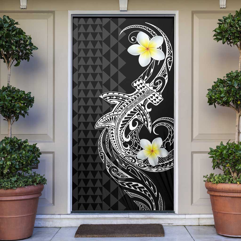 Aloha Hammerhead Shark Door Cover Black Hawaiian Kakau Tribal Tattoo - Polynesian Pride