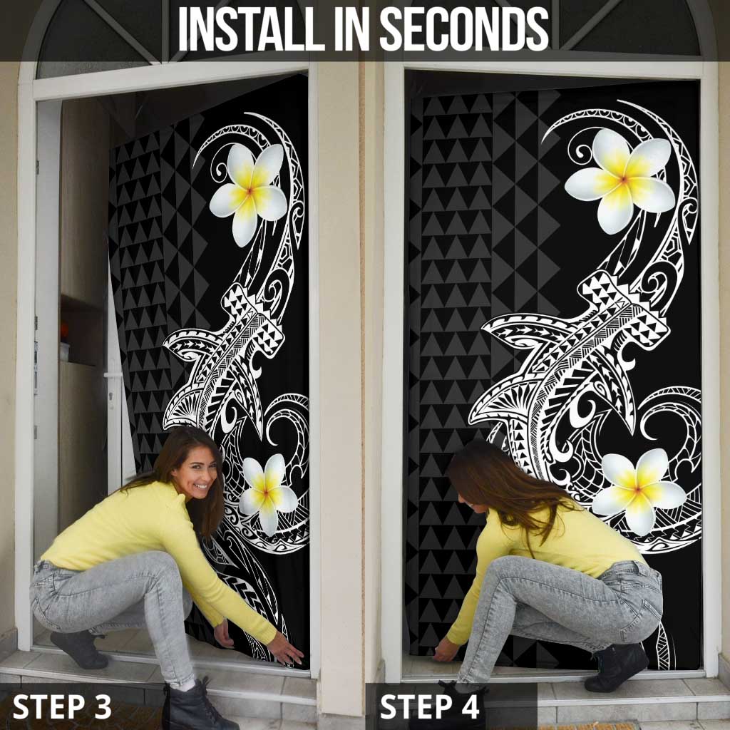 Aloha Hammerhead Shark Door Cover Black Hawaiian Kakau Tribal Tattoo - Polynesian Pride