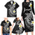 Aloha Hammerhead Shark Family Matching Long Sleeve Bodycon Dress and Hawaiian Shirt Black Hawaiian Kakau Tribal Tattoo