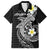 Aloha Hammerhead Shark Family Matching Short Sleeve Bodycon Dress and Hawaiian Shirt Black Hawaiian Kakau Tribal Tattoo