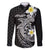 Aloha Hammerhead Shark Family Matching Short Sleeve Bodycon Dress and Hawaiian Shirt Black Hawaiian Kakau Tribal Tattoo